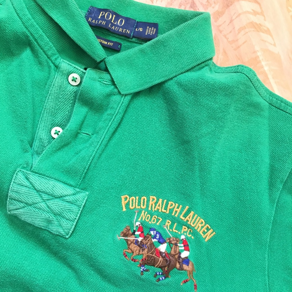Ralph Lauren Polo Green Rugby Shirt Size Large - Picture 3 of 5